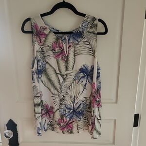 Tribal Floral Tank Top - Pink, Blue, Green